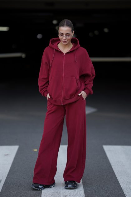 Женский костюм oversize в стиле Street Casual Бордо