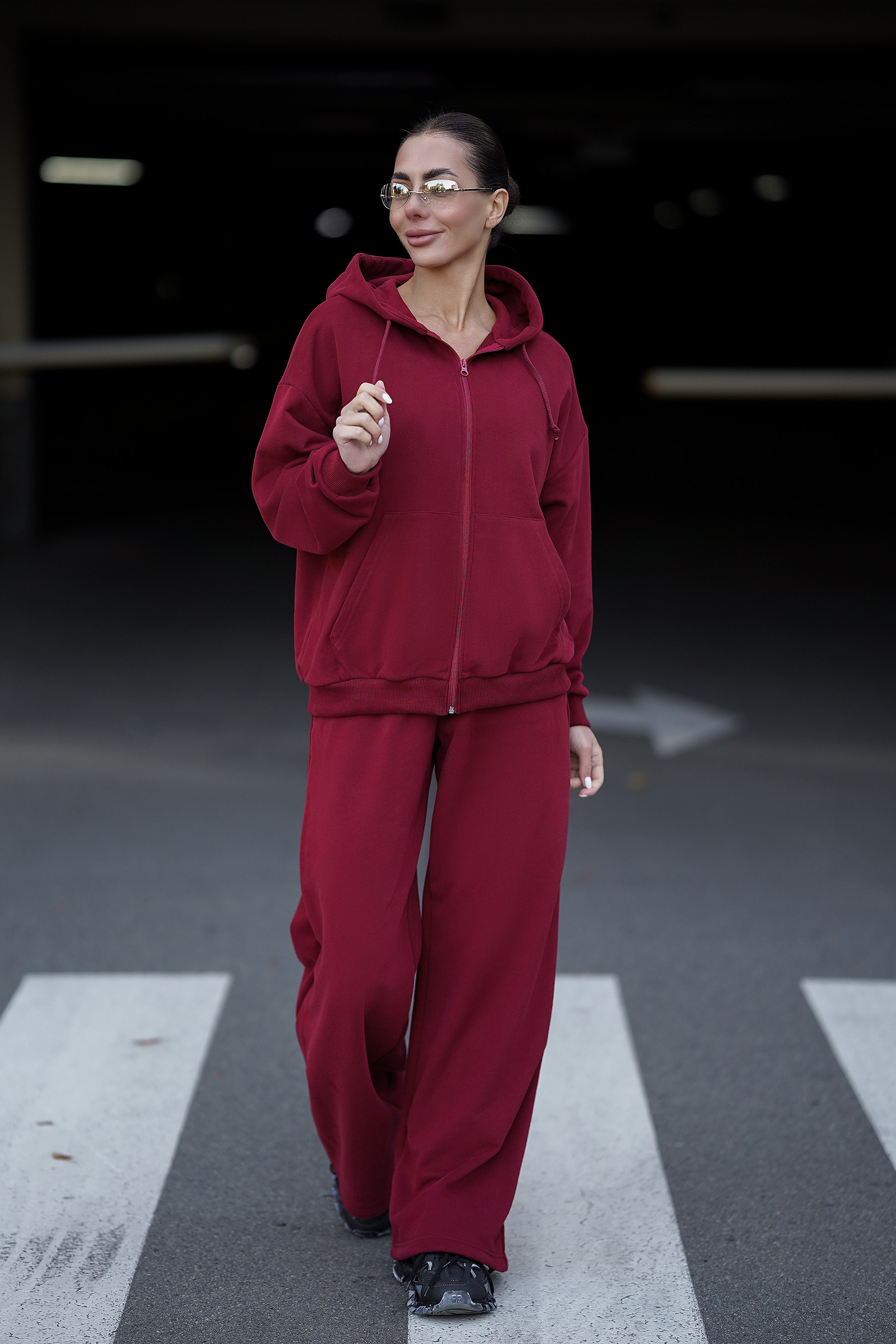 Женский костюм oversize в стиле Street Casual Бордо — изображение 2