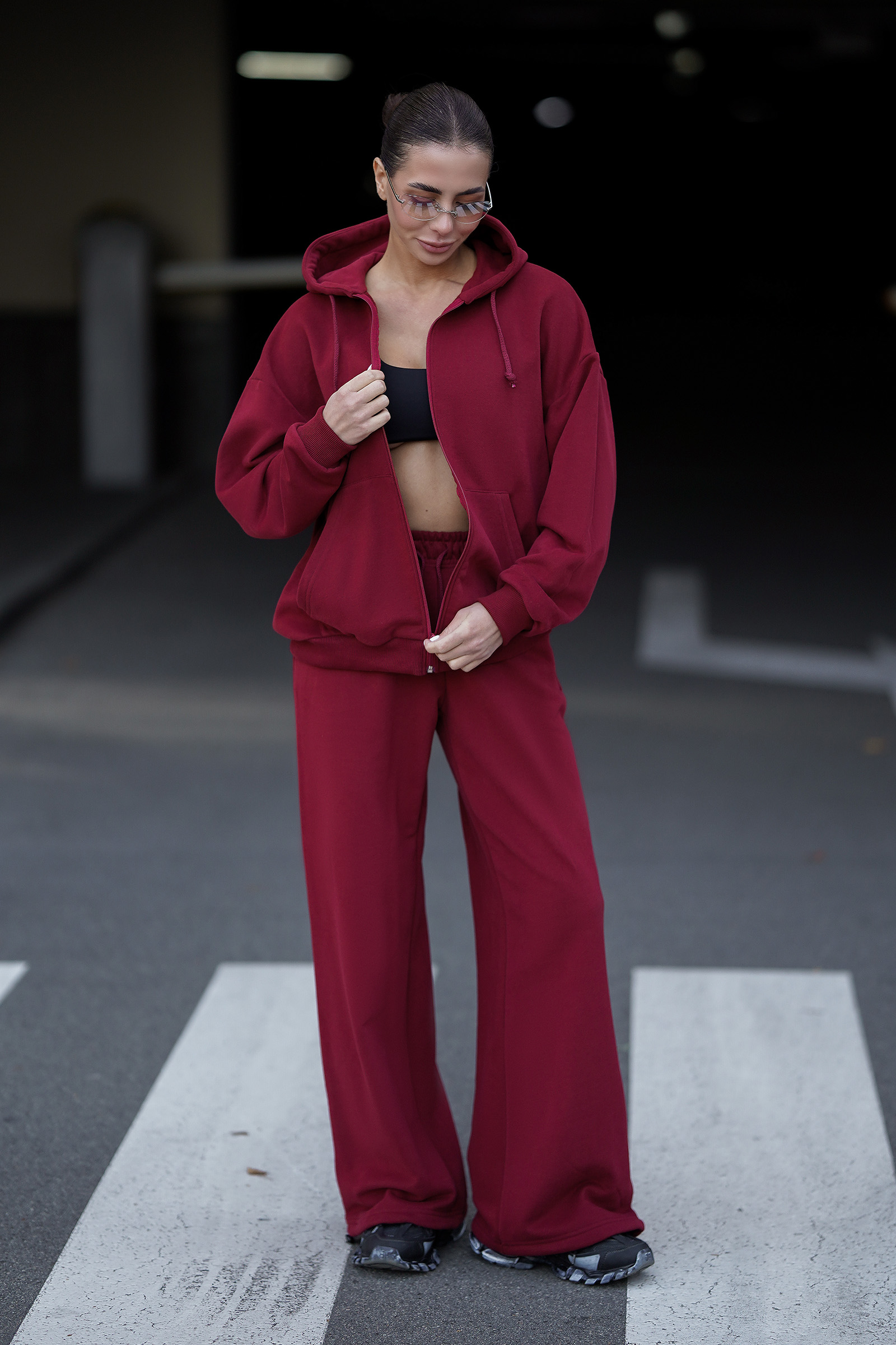 Женский костюм oversize в стиле Street Casual Бордо — изображение 3