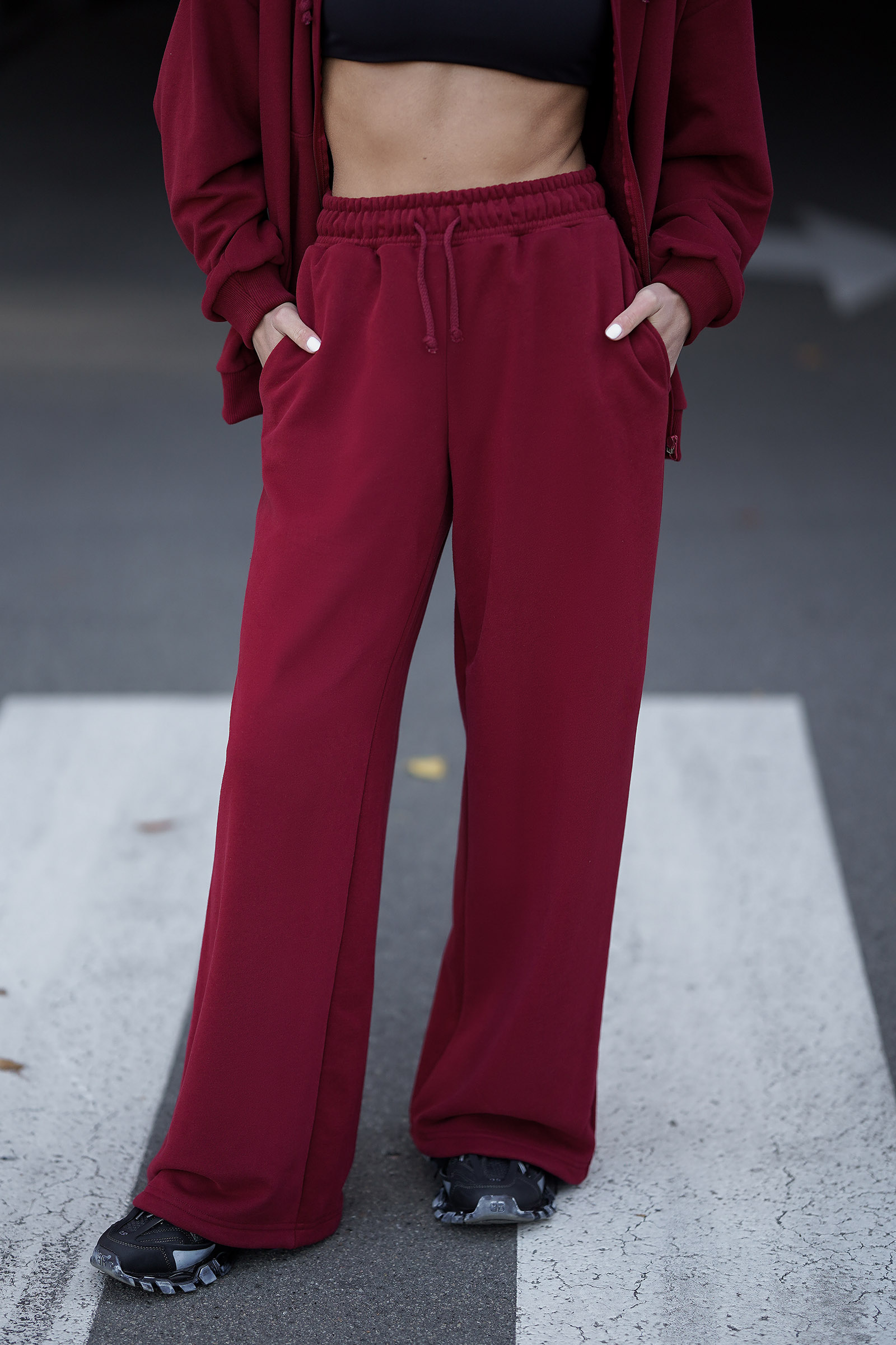 Женский костюм oversize в стиле Street Casual Бордо — изображение 5