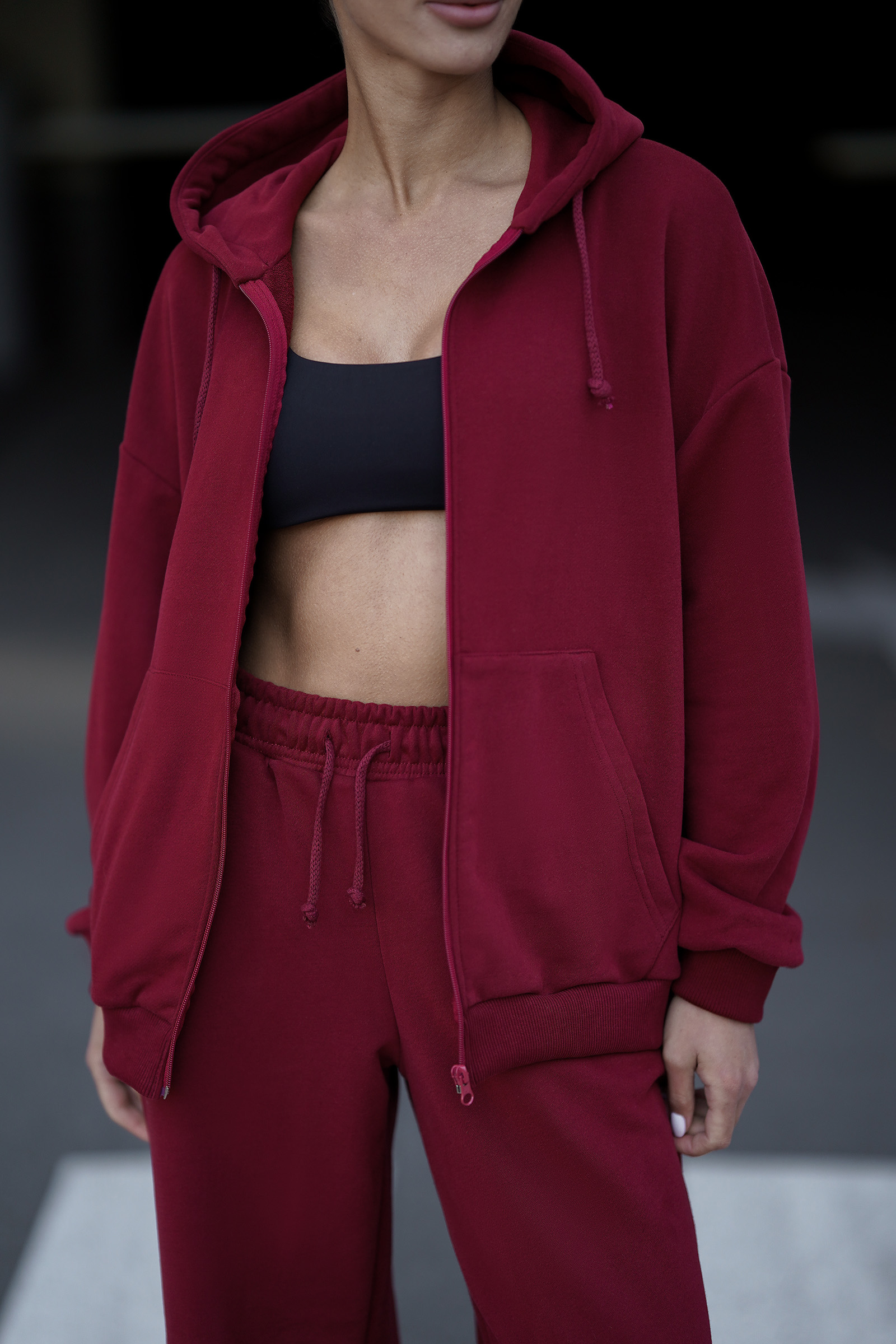 Женский костюм oversize в стиле Street Casual Бордо — изображение 7